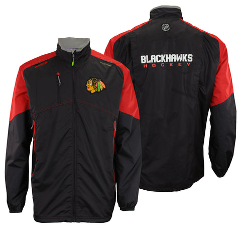 Reebok NHL Hockey Men's Chicago Blackhawks Center Ice Kinetic Fit Full Zip Jacket, Black