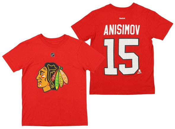 Reebok NHL Youth Chicago Blackhawks Artem Anisimov #15 Tee Shirt, Red