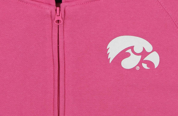 Outerstuff NCAA Women's Iowa Hawkeyes Zip Up Hoodie, Pink