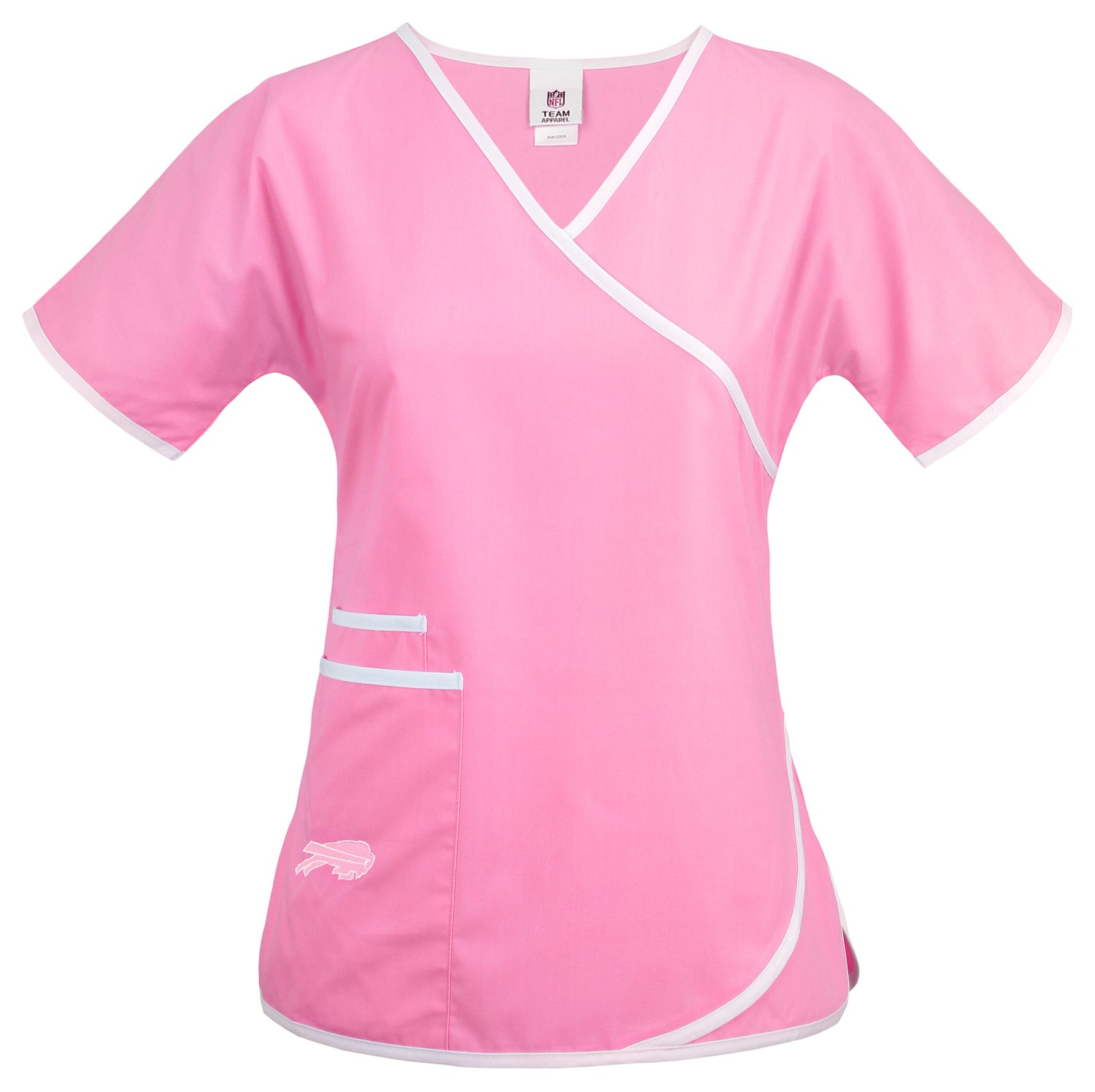 Fabrique Innovations Women's Buffalo Bills Breast Cancer Awareness Scrub Top