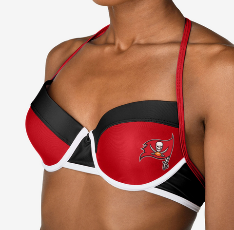 Forever Collectibles NFL Women's Tampa Bay Buccaneers Team Logo Swim Suit Bikini Top
