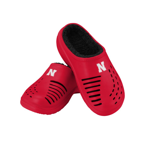 FOCO NCAA Men's Nebraska Cornhuskers Sherpa Lined Big Logo Clogs