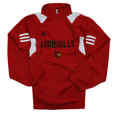 Adidas NCAA Youth Boys Louisville Cardinals 1/4 Zip Scorch Pullover Track Jacket, Red