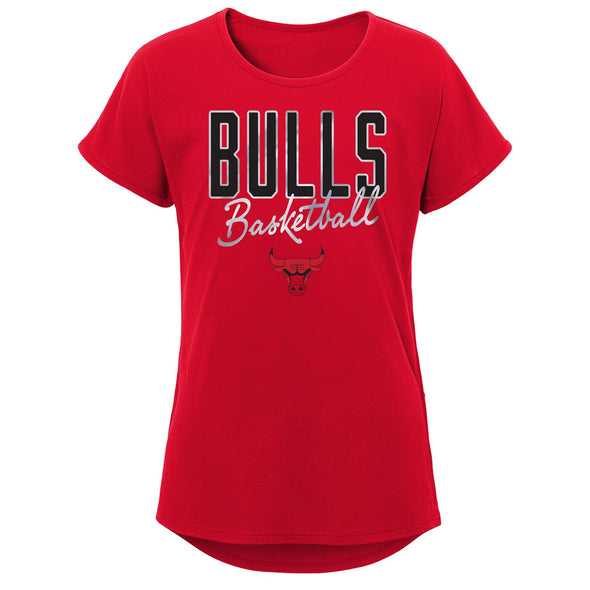 Outerstuff NBA Youth Girls Chicago Bulls DMV Short Sleeve Dolman Tee