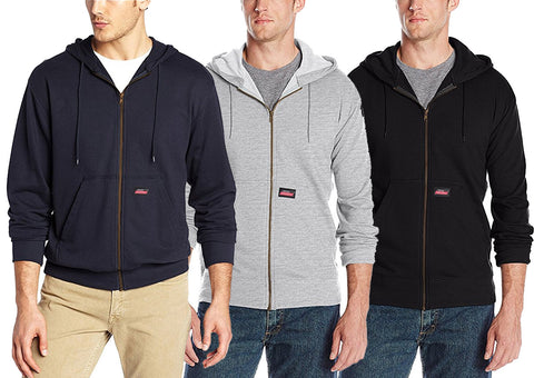 Dickies Men's Lightweight Zip Up Fleece Hoodie, Color Options
