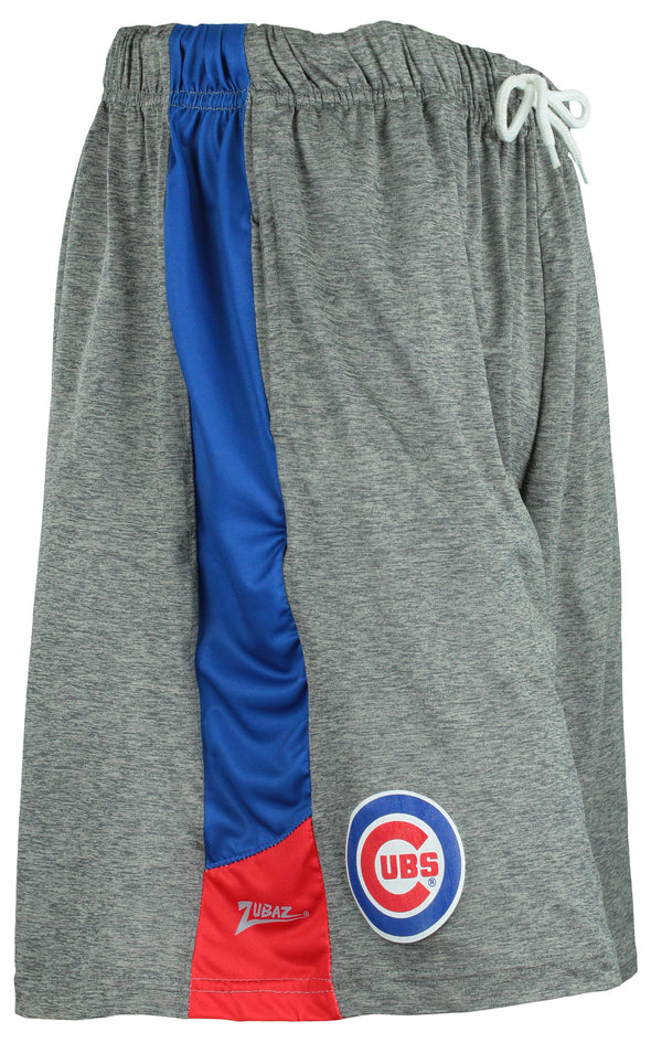 Zubaz Chicago Cubs MLB Men's Tonal Gray Space Dye W/Solid Stripe Short