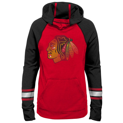 Outerstuff NHL Youth Girls Chicago Blackhawks Female Foward Funnel Neck Hoodie