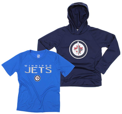 OuterStuff NHL Youth Winnipeg Jets Team Performance Hoodie and Tee Combo Set