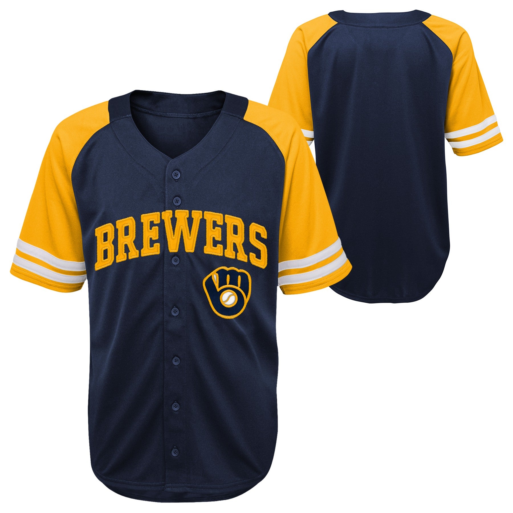 Outerstuff MLB Kids Milwaukee Brewers Button Up Baseball Team Home Jer –  Fanletic