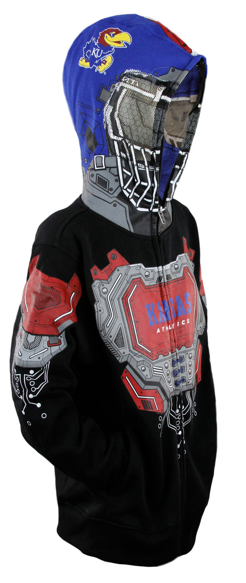 NCAA College Youth Boys Kansas Jayhawks Full Zip Masked Sweatshirt Hoodie