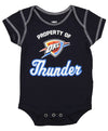 OuterStuff NBA Boys Infant/Newborn Oklahoma City Thunder 3-Piece Bodysuit Set, Black/Grey/Blue