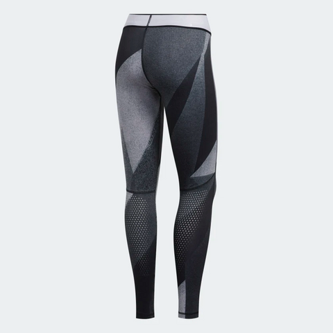 Adidas Women's Alphaskin Graphic Long Tights, Glory Grey / White