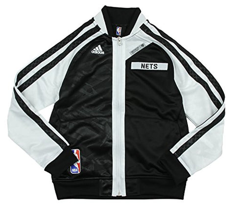 Adidas NBA Youth Boy's Brooklyn Nets On The Court Warm Up Jacket, Black