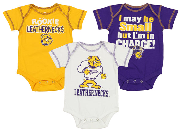 Outerstuff NCAA Infants Western Illinois Leathernecks 3 Pack Creeper Bodysuit Set