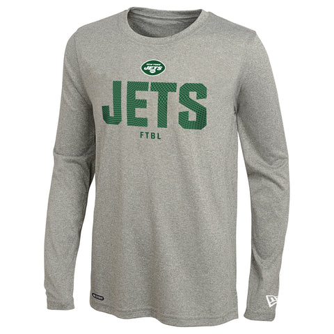 New Era NFL Men's New York Jets Dri-Tek Heathered Grey Long Sleeve Tee