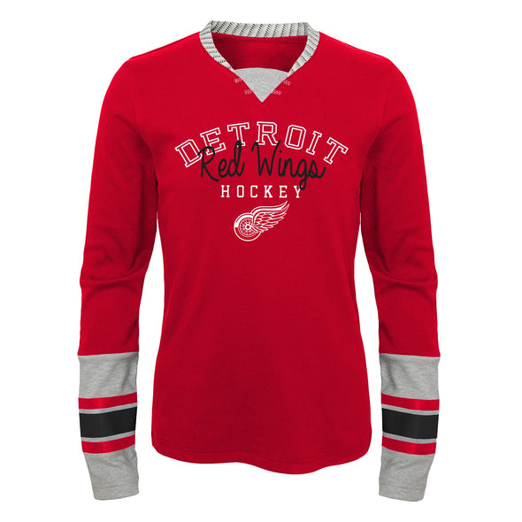 Outerstuff NHL Youth Girls (7-16) Detroit Red Wings Skate Lace Long Sleeve Tee