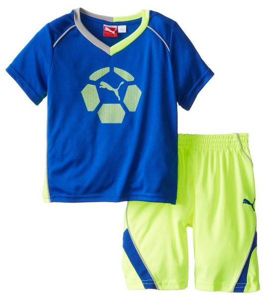 Puma Toddler Soccer Team Perf Set - Jersey Shirt & Shorts - White & Blue