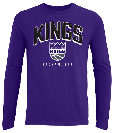 Outerstuff Sacramento Kings NBA Boys' Youth (8-20) Replen Long Sleeve Dunked Tee, Purple