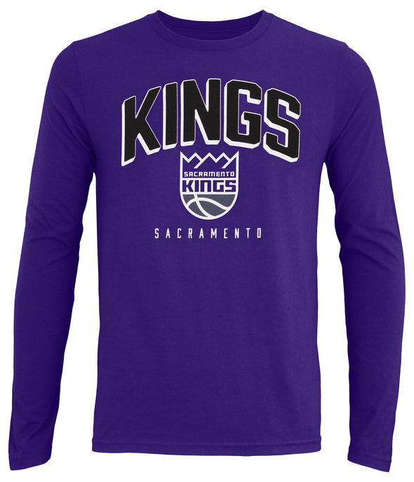Outerstuff Sacramento Kings NBA Boys' Youth (8-20) Replen Long Sleeve Dunked Tee, Purple