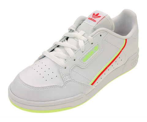 Adidas Kids Continental 80 Casual Sneaker Shoes, White/Shock Red/Yellow