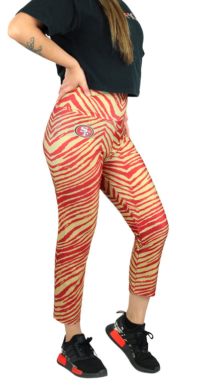 Zubaz NFL Women's San Francisco 49ers 2 Color Zebra Print Capri Legging