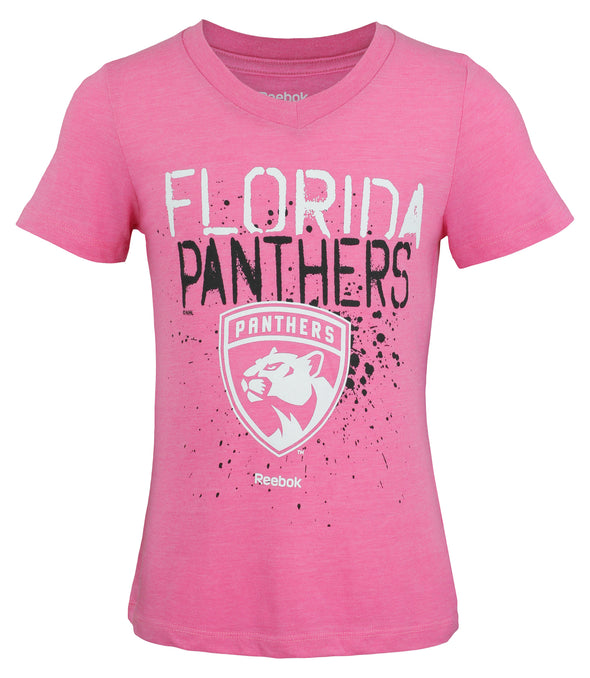 Reebok NHL Youth Girls (7-16) Florida Panthers Graffiti V-Neck Short Sleeve Tee