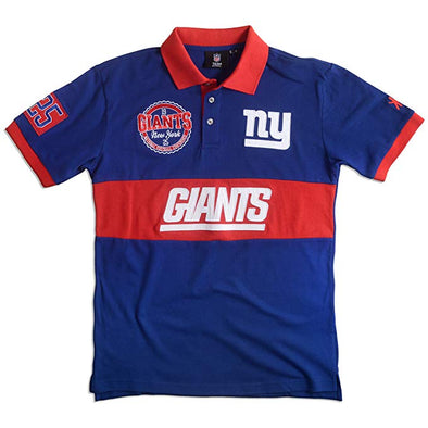 FOCO NFL Men's New York Giants Wordmark Rugby Short Sleeve Polo Shirt
