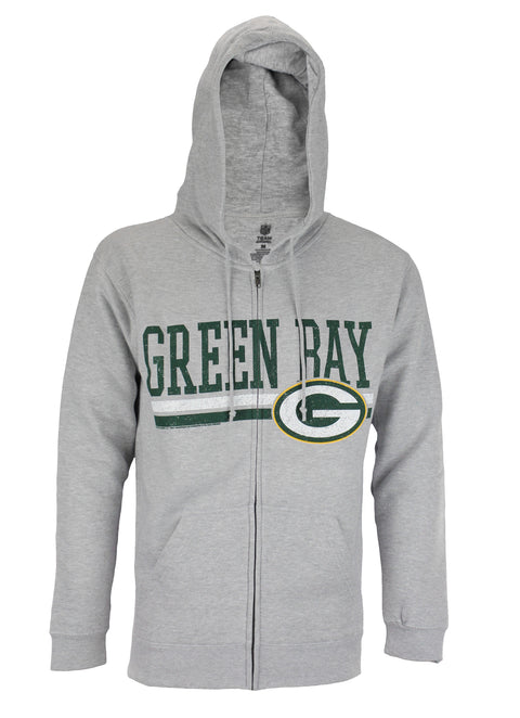 Green Bay Packers NFL Men's Victory Formation Full Zip Fleece Hoodie, Grey