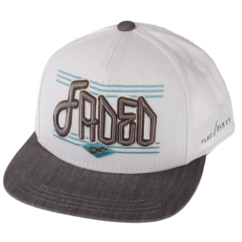 Flat Fitty Faded Snapback Cap Hat, White / Grey, One Size