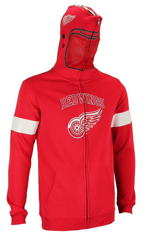 NHL Youth Detroit Red Wings Full Zip Helmet Masked Hoodie, Red