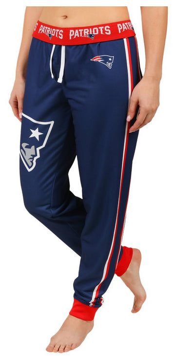 KLEW NFL Women's New England Patriots Cuffed Jogger Pants, Blue