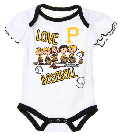 MLB Infants Pittsburgh Pirates Peanuts Love Baseball Creeper, White