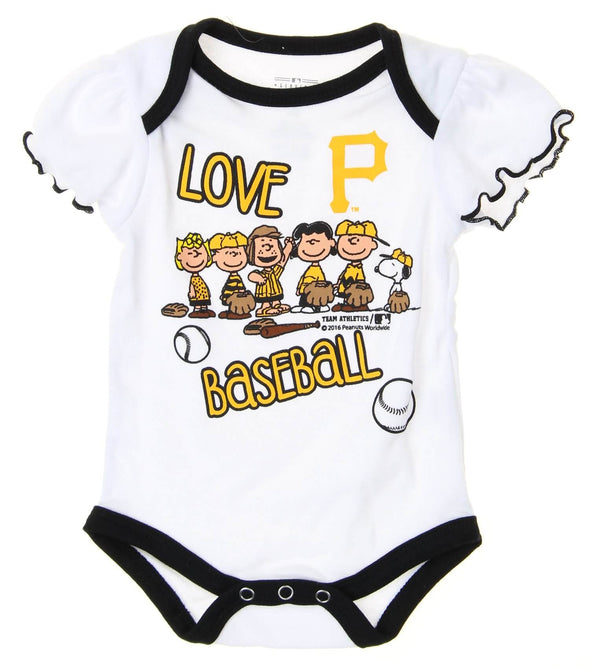 MLB Infants Pittsburgh Pirates Peanuts Love Baseball Creeper, White