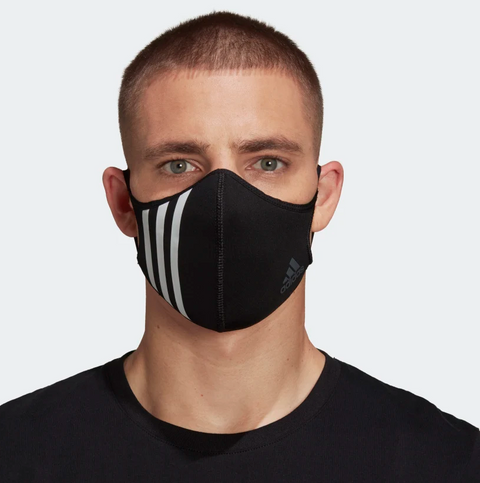 Adidas Unisex Adult Face Cover, 3-Stripes, Black/White/Solid Gray