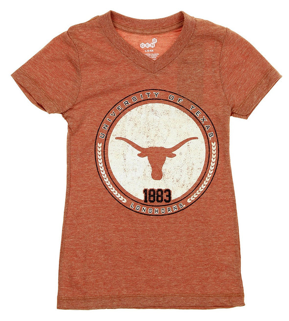 NCAA Youth / Kids Girls Texas Longhorns Triblend Team Rep V-neck T-Shirt