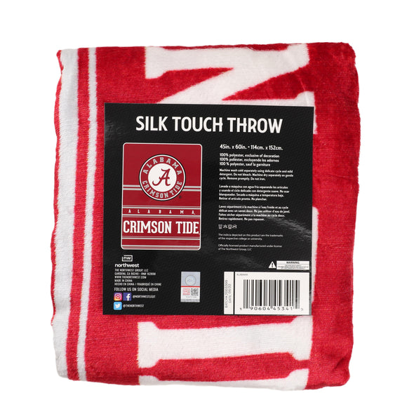 Northwest NCAA Alabama Crimson Tide Dual Vision Silk Touch Throw Blanket, 45"x60"
