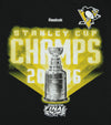 Reebok NHL Youth Boys Pittsburgh Penguins 2016 Champs Cup Radiance Tee, Black