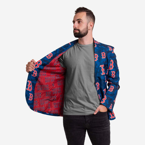 FOCO MLB Men's Boston Red Sox 2019 Repeat Logo Camo Business Jacket