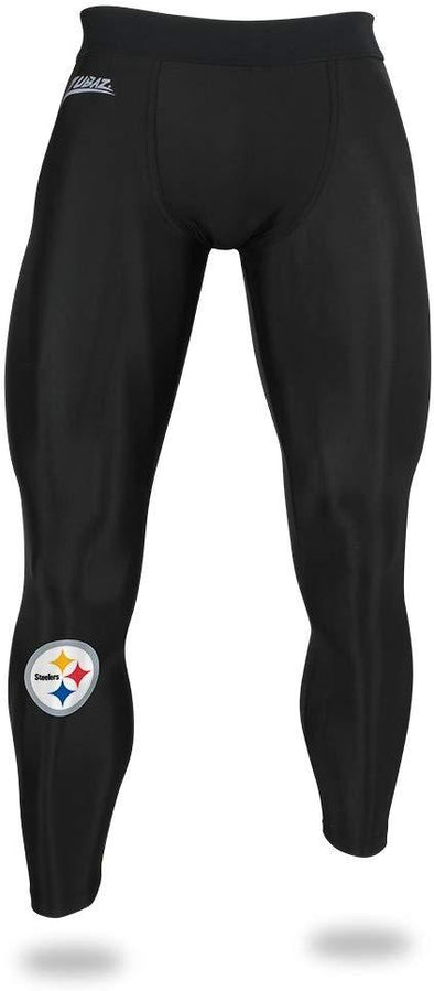 Zubaz NFL Men's Pittsburgh Steelers Active  Compression Black Leggings