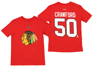 Reebok NHL Youth Chicago Blackhawks Corey Crawford #50 Short Sleeve Tee, Red