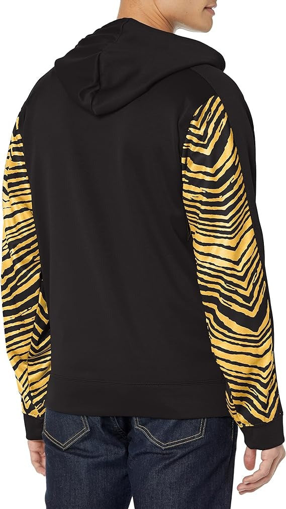 Zubaz Men's Pittsburgh Steelers Team Color Zebra Accent Full Zip Hoodie