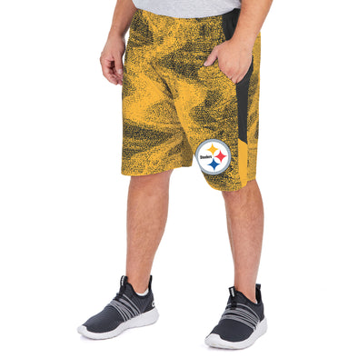 Zubaz NFL Men's Pittsburgh Steelers Static Shorts With Side Panels