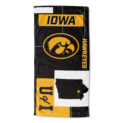 Northwest NCAA Iowa Hawkeyes State Line Beach Towel