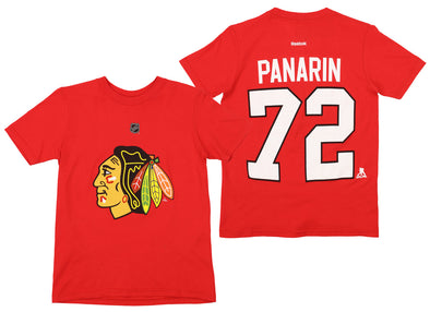 Reebok NHL Boys Youth Chicago Blackhawks Artemi Panarin #72  Short Sleeve Tee, Red