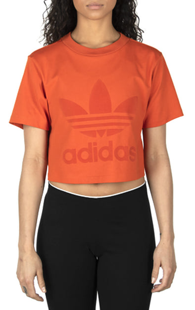 Adidas Women's Cropped Tee Shirt, Craft Orange
