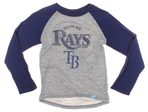 Outerstuff MLB Youth Tampa Bay Rays Fast Win Raglan Long Sleeve Shirt, Gray/Blue
