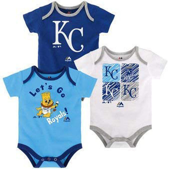 Outerstuff MLB Infant Kansas City Royals Go Team! Three Pack Creeper Set