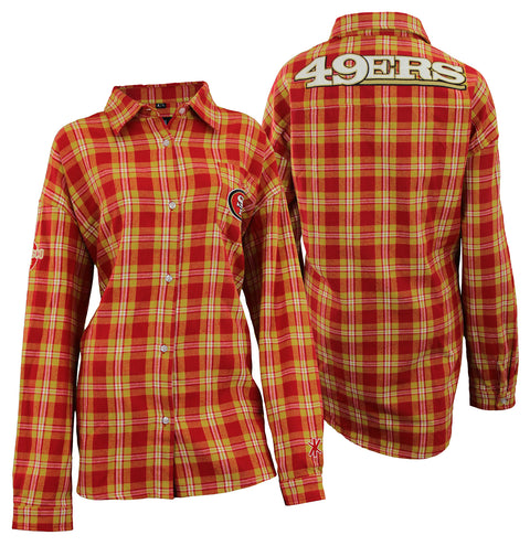 Forever Collectibles NFL Women's San Francisco 49ers Check Flannel Shirt