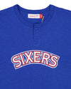 Mitchell & Ness NBA Youth Philadelphia 76ers Slub Knit Henley Top, Blue