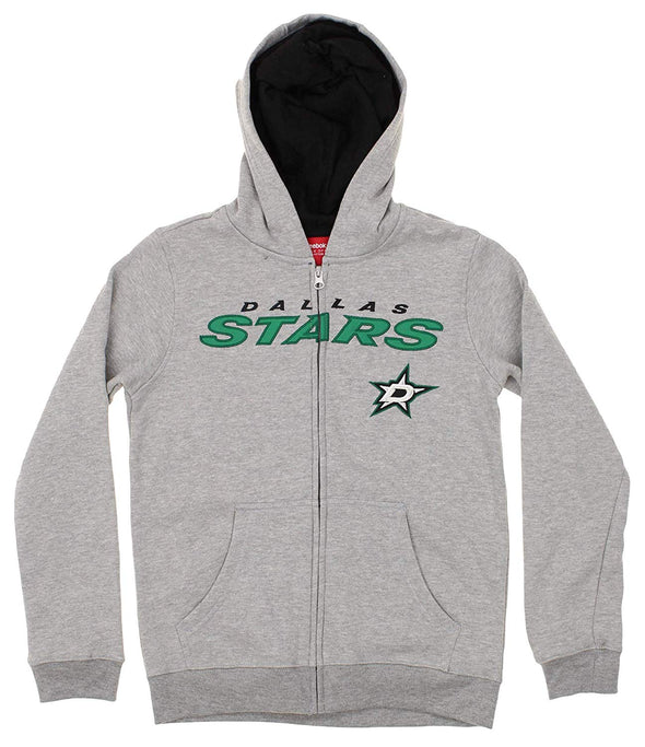 Reebok NHL Youth Dallas Stars Stated Full Zip Hoodie, Gray
